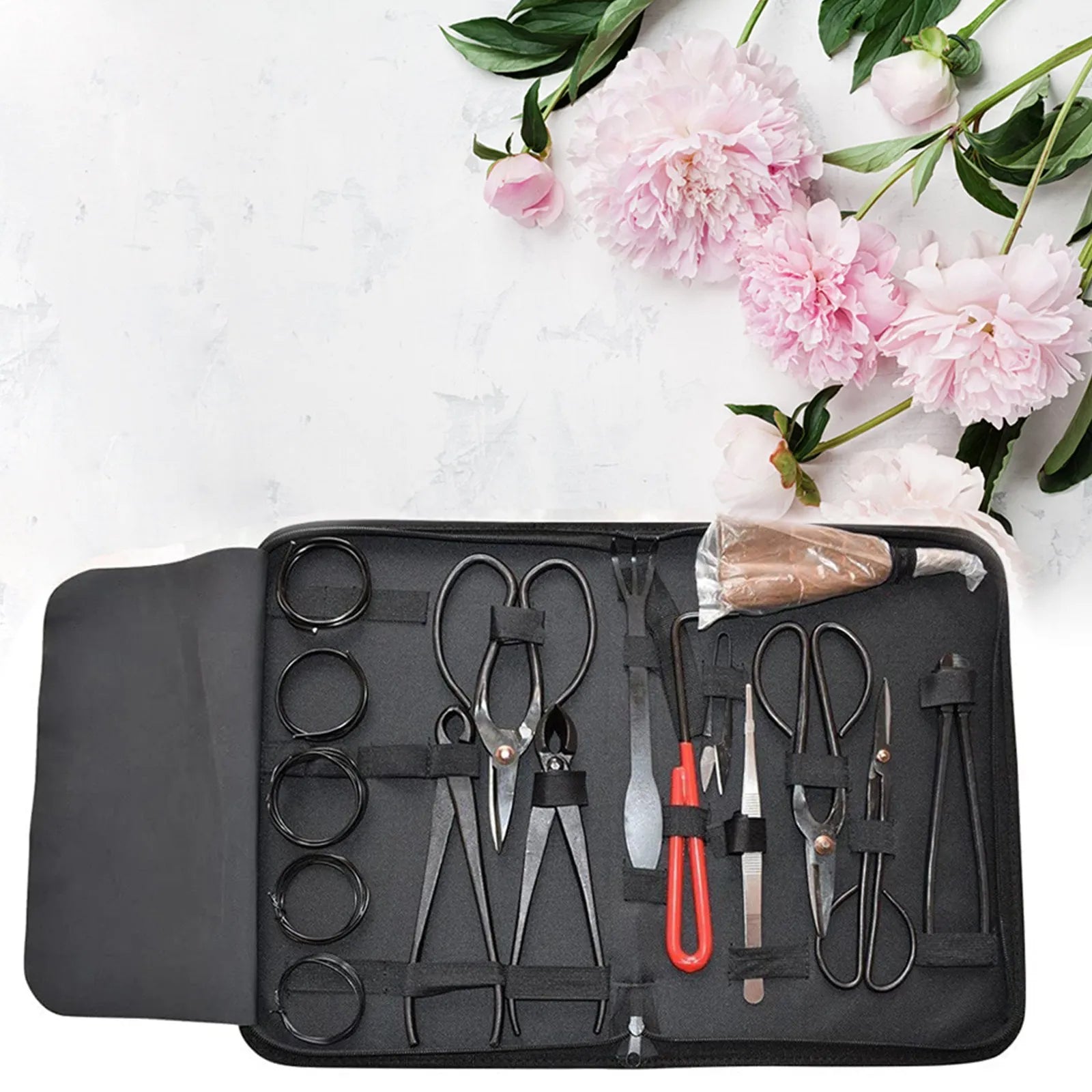 Bonsai Pruning Tool Set Heavy Duty 16 Piece Stainless Steel Gardening Shears Kit with Storage Case