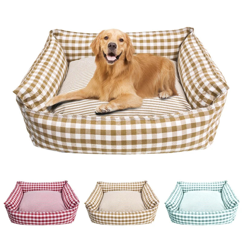 Portable Cotton Pet Sofa Bed 60 cm Breathable Indoor Pet Bed - Red