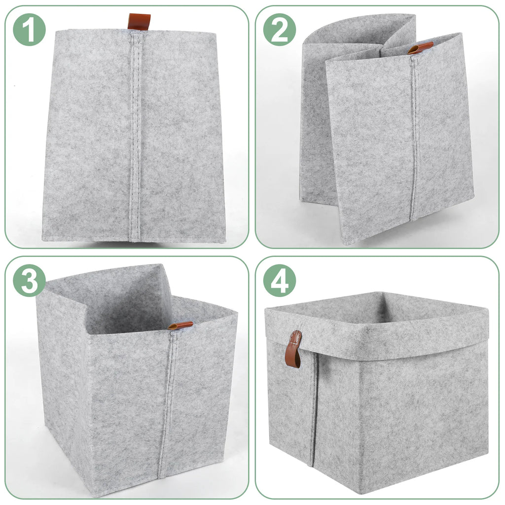 Storage Basket 6Pcs 12L Foldable Felt Fabric Organiser Boxes for Closet Clothes and Home Storage