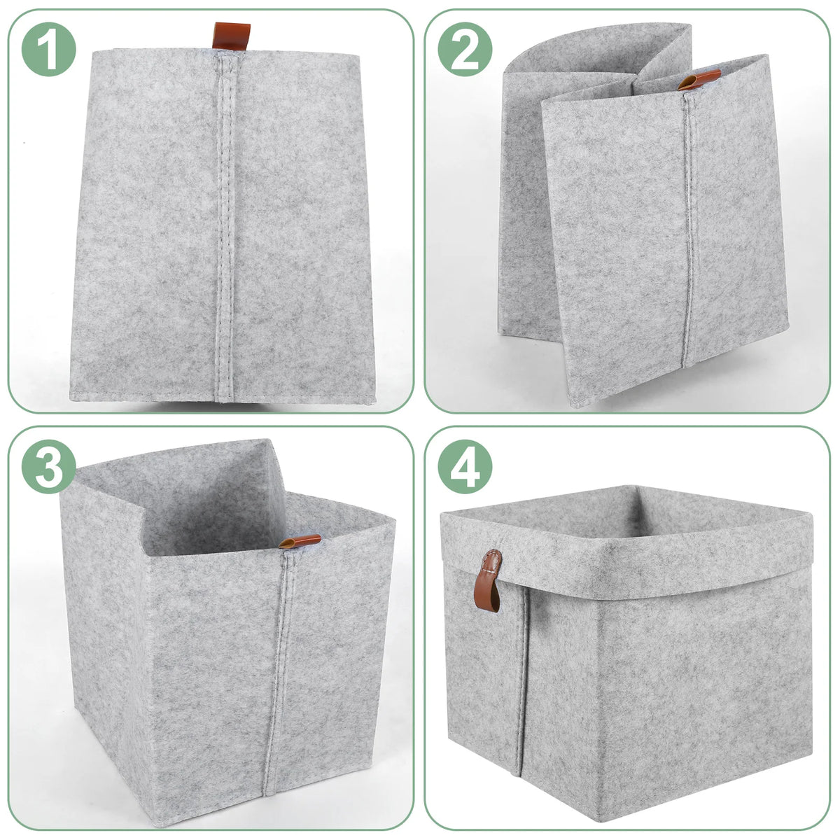 Storage Basket 6Pcs 12L Foldable Felt Fabric Organiser Boxes for Closet Clothes and Home Storage