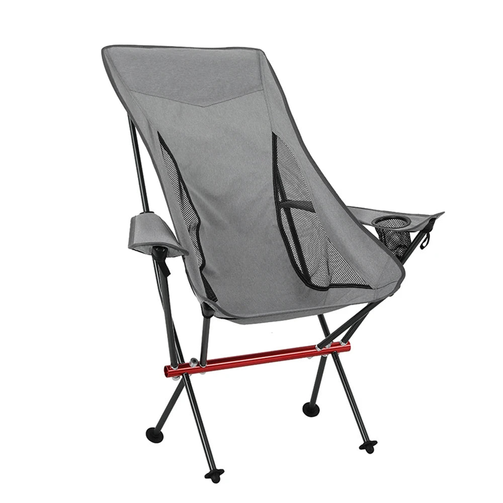 Camping Chair 1.7kg Lightweight Foldable Outdoor Chair with Armrest Carry Bag – Gray
