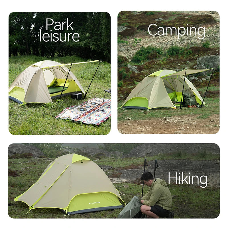 Camping Tent 2 Person Lightweight Waterproof Trekking Tent 3 Season - Green