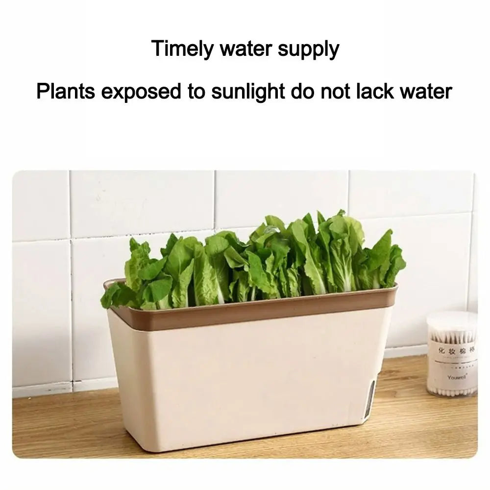 Self Watering Rectangular Planter Box Double Layer Indoor Flower Pot with Water Level Window – Orange