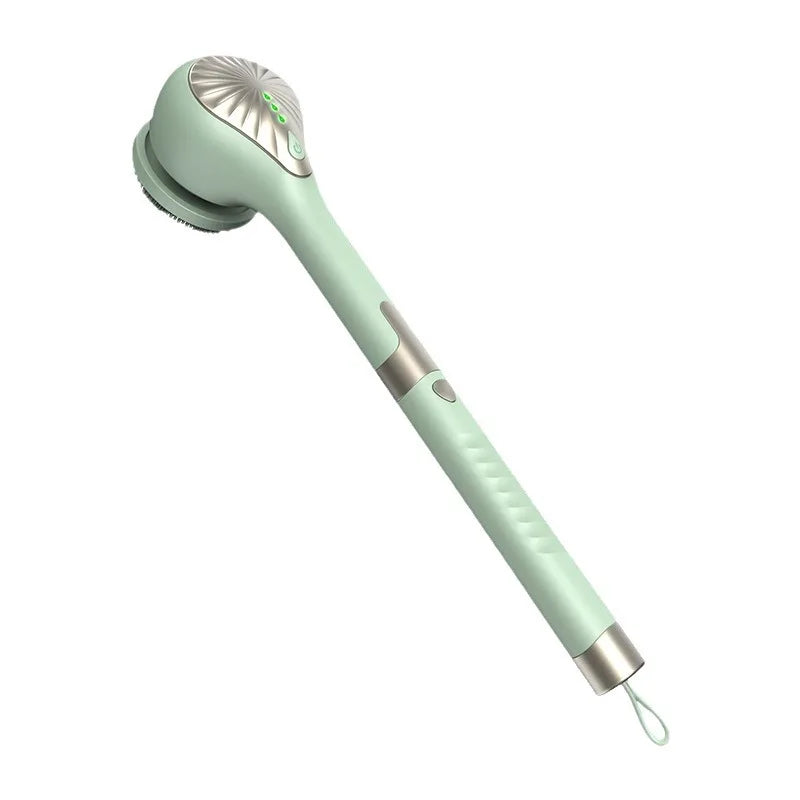 Electric Bath Brush 3 Gear Rechargeable IP67 Waterproof Long Handle Shower Scrubber - Green