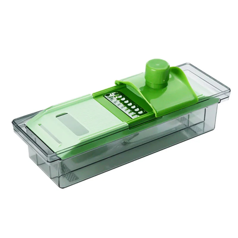 Mandoline Vegetable Slicer Multifunctional Food Slicer Cheese Grater with Storage Container – Green