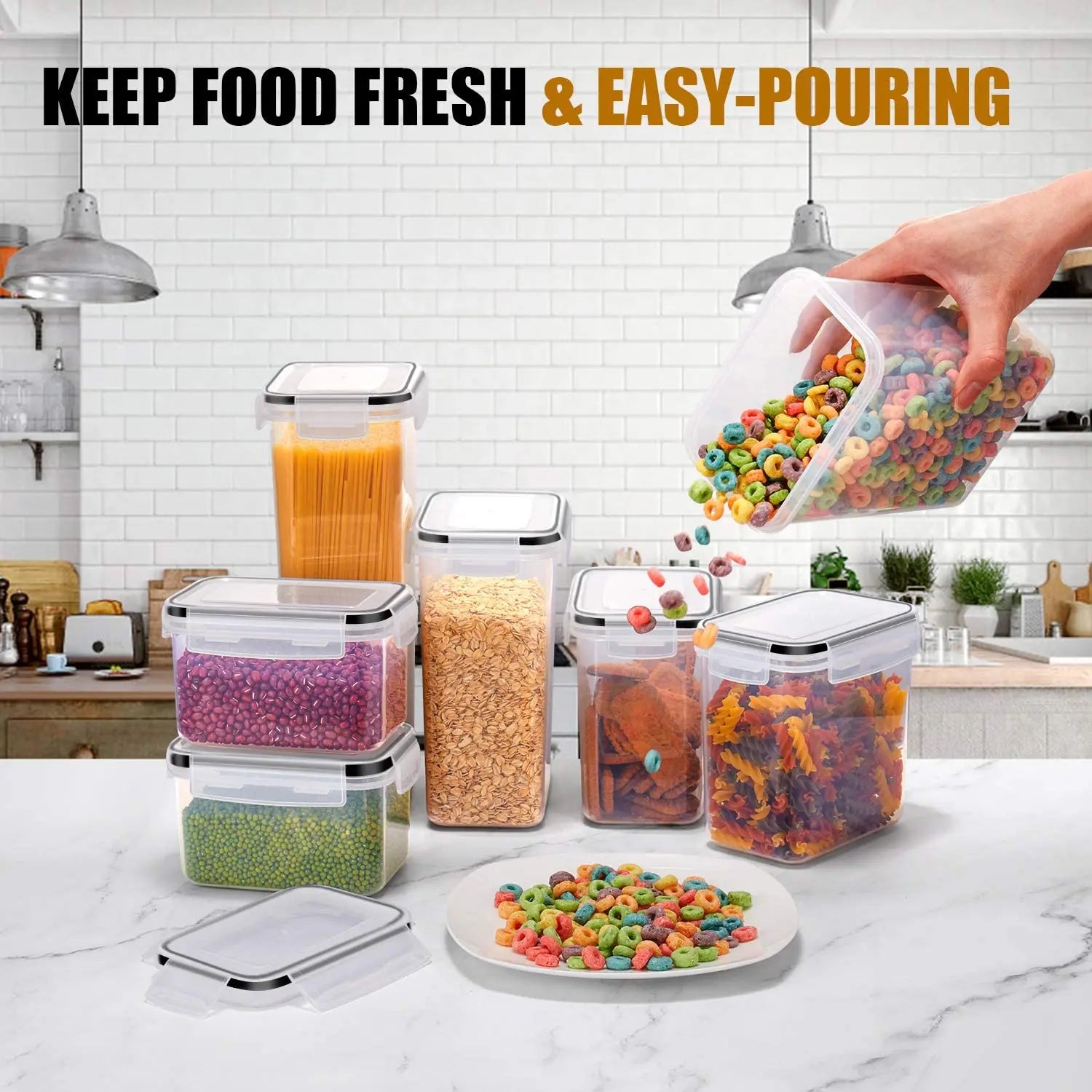 7-Piece Airtight Food Storage Container Set with Multiple Sizes and Label Stickers