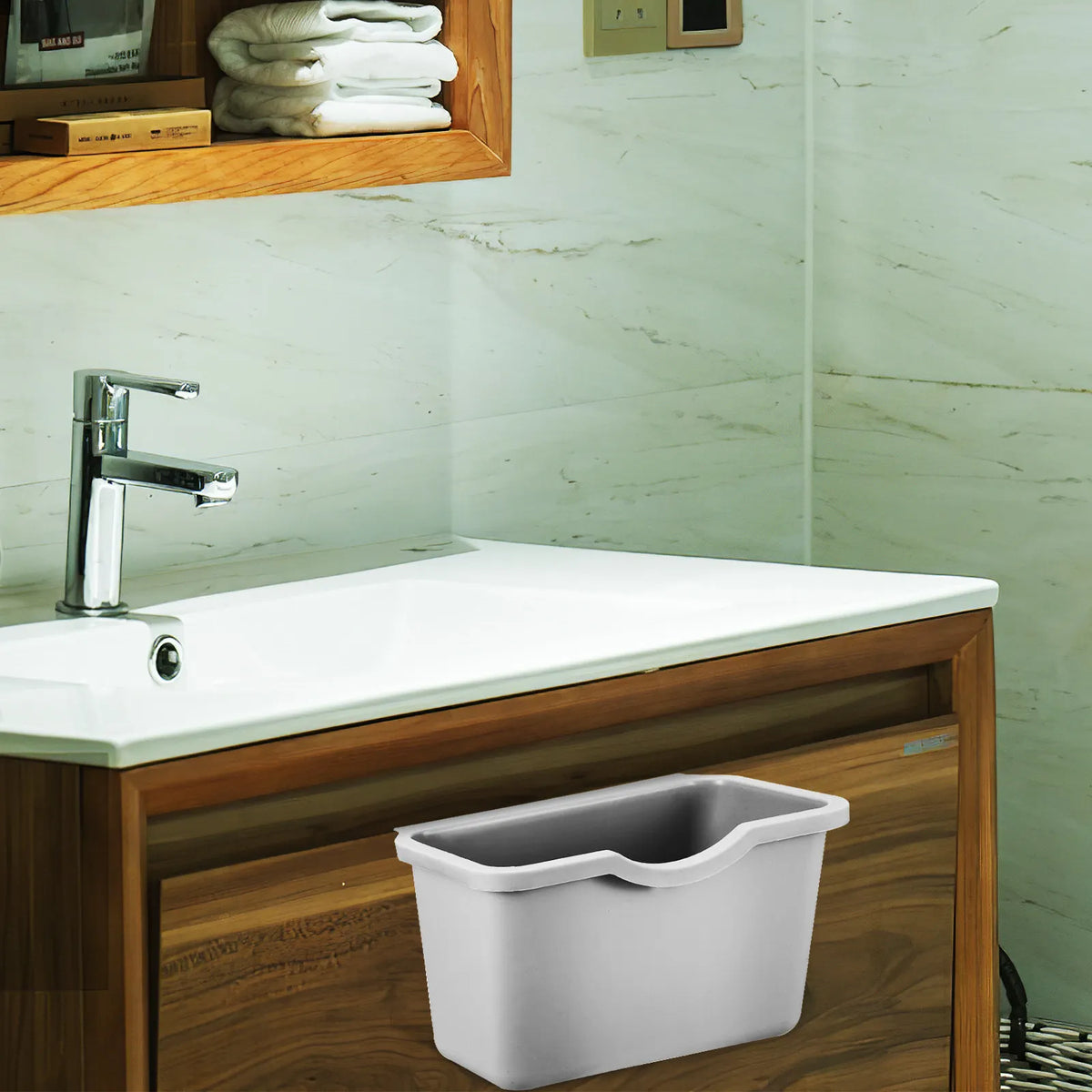 Hanging Kitchen Trash Can 20.8cm Space Saving Cabinet Door Mounted - Grey