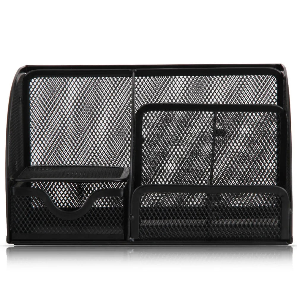 Pen Holder Metal Mesh Desk Organiser with Multiple Compartments for Office Storage