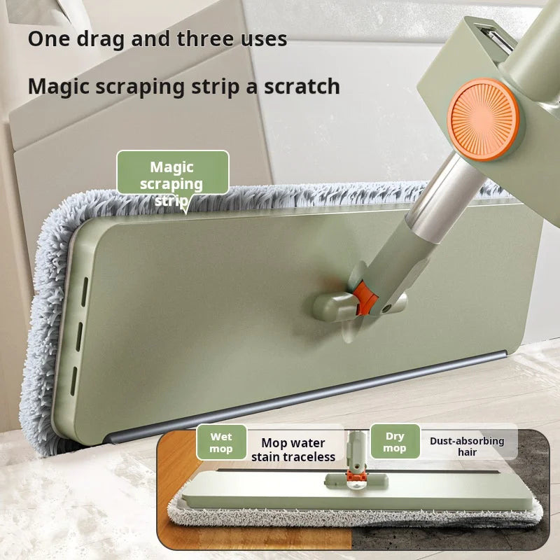 Flat Mop Hand Wash Free Microfiber Floor Cleaner Rotating Wet Dry Cleaning Tool 36cm 1 Cloth