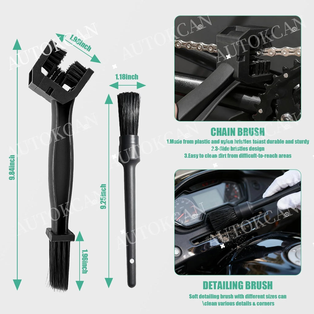 Motorcycle Washing Kit Auto Maintenance Car Detailing Brushes Strong Water Absorption Microfiber Towels Car Wheel Wash Brush Too