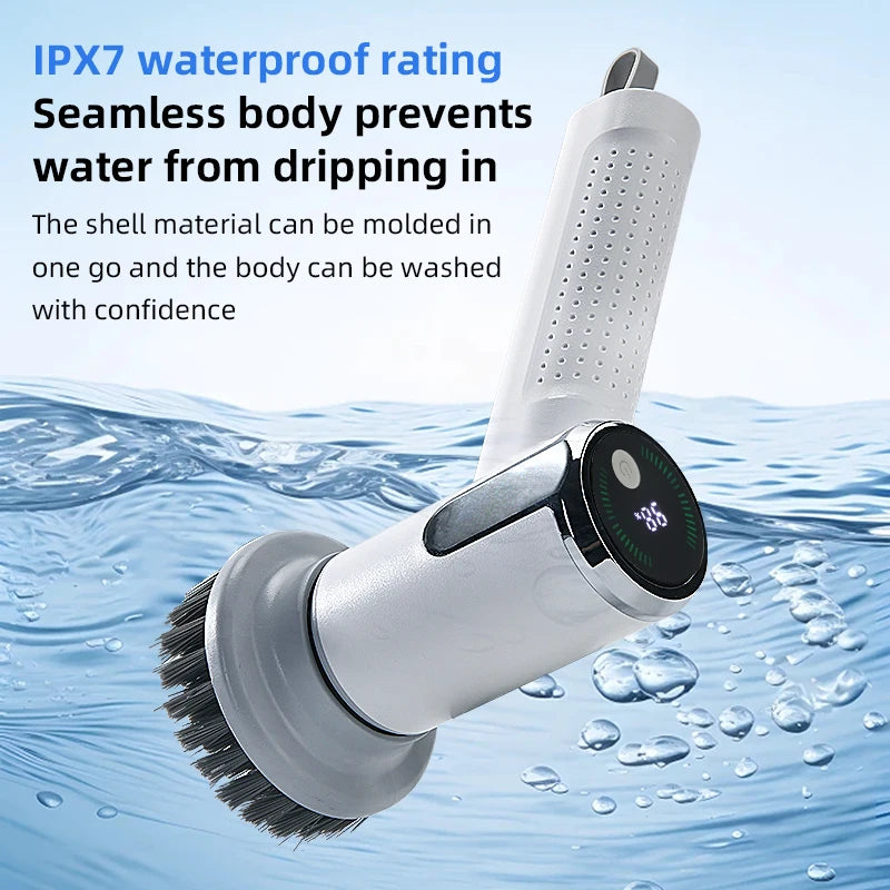 Electric Cleaning Brush 4 in 1 Cordless Spin Scrubber Waterproof Rechargeable - White