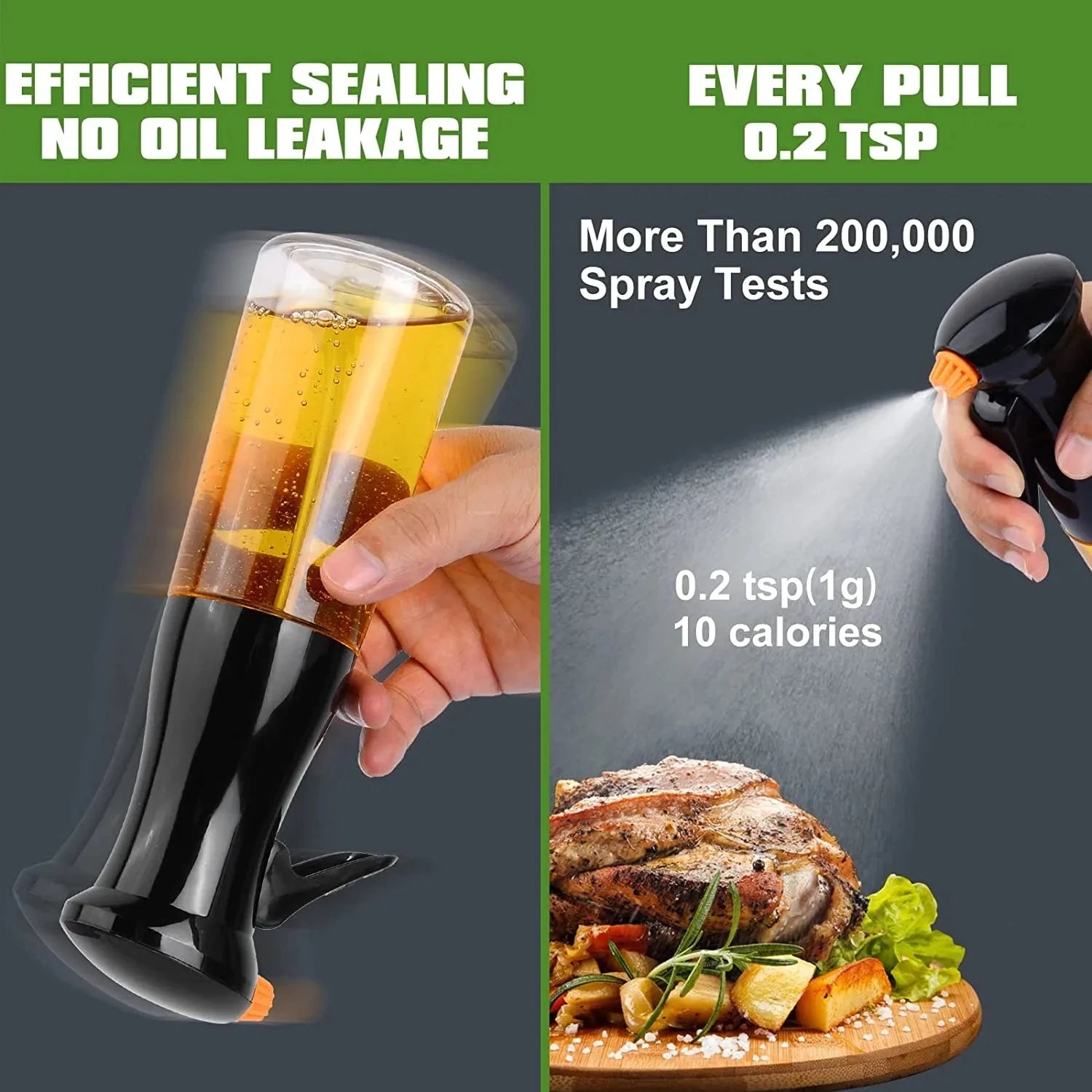 2 Pack 200ml Glass Olive Oil Sprayer Bottles Refillable Cooking Oil Mister for BBQ Baking Air Fryer and Salad – Black