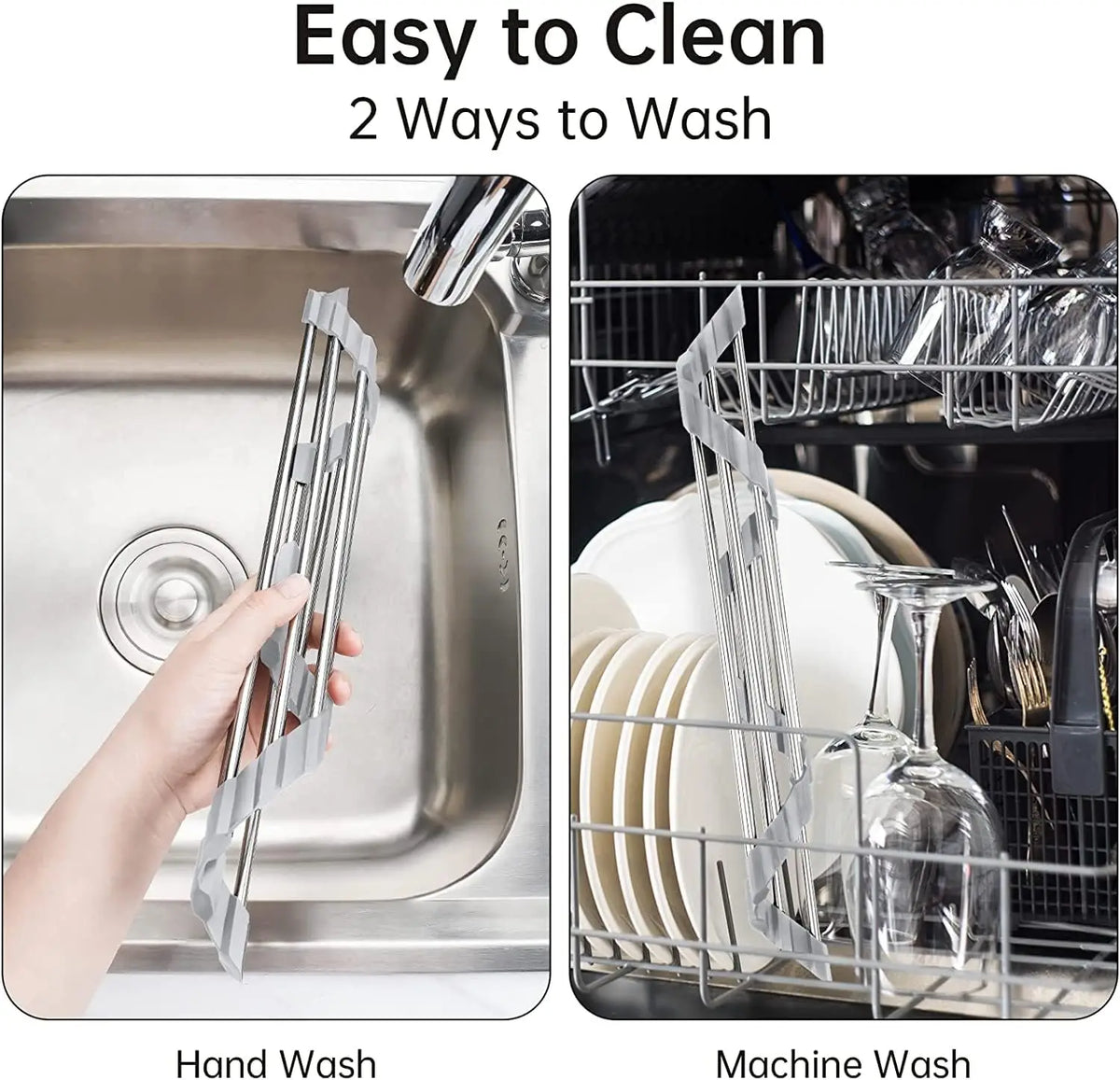 Over Sink Dish Drying Rack Roll-Up Triangle Corner Stainless Steel Drainer