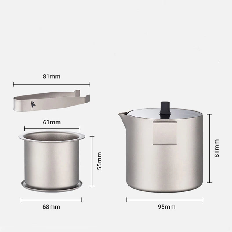 Titanium Tea Cup Set 350ml Portable Outdoor Tea Drinkware - Silver