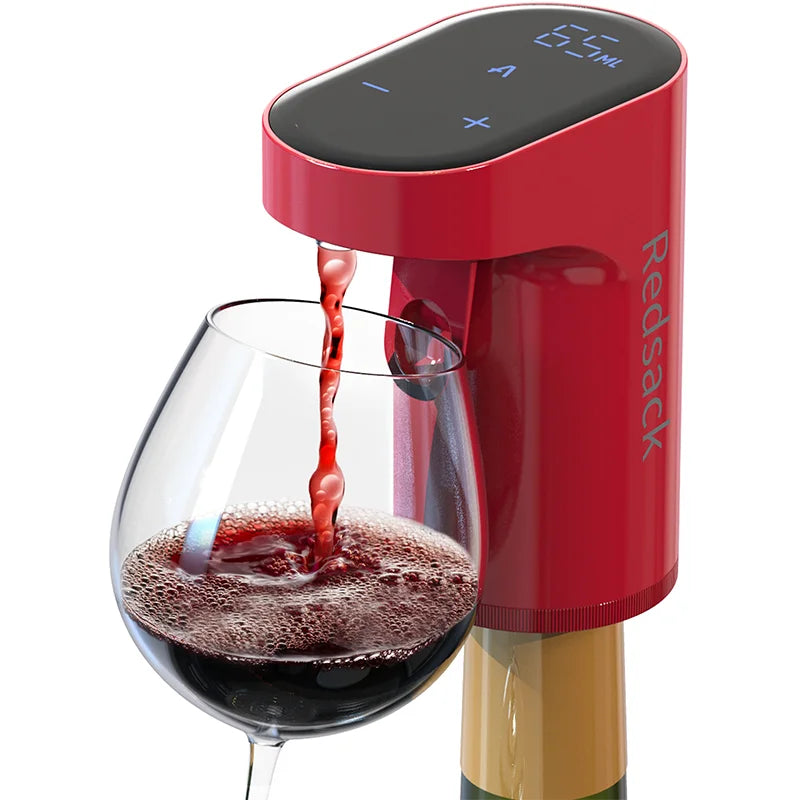 Smart Electric Digital Wine Dispenser for Over 100 Bottle Types with Type-C Recharge - Red