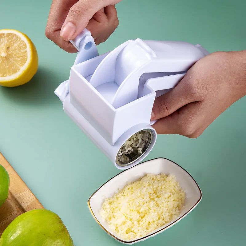 3 in 1 Manual Rotary Cheese Grater Hand Crank Kitchen Food Slicer and Shredder - White