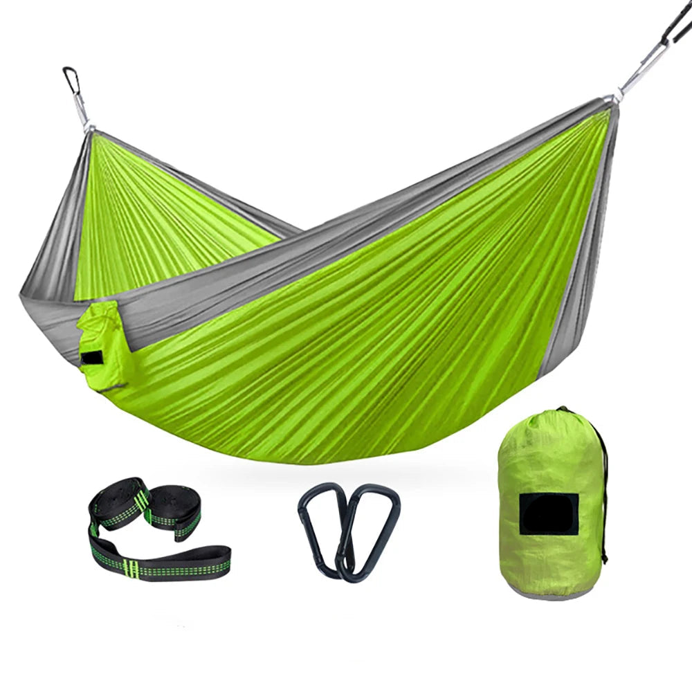Camping Hammock Portable Parachute Nylon Outdoor Hanging Hammock - Yellow Green