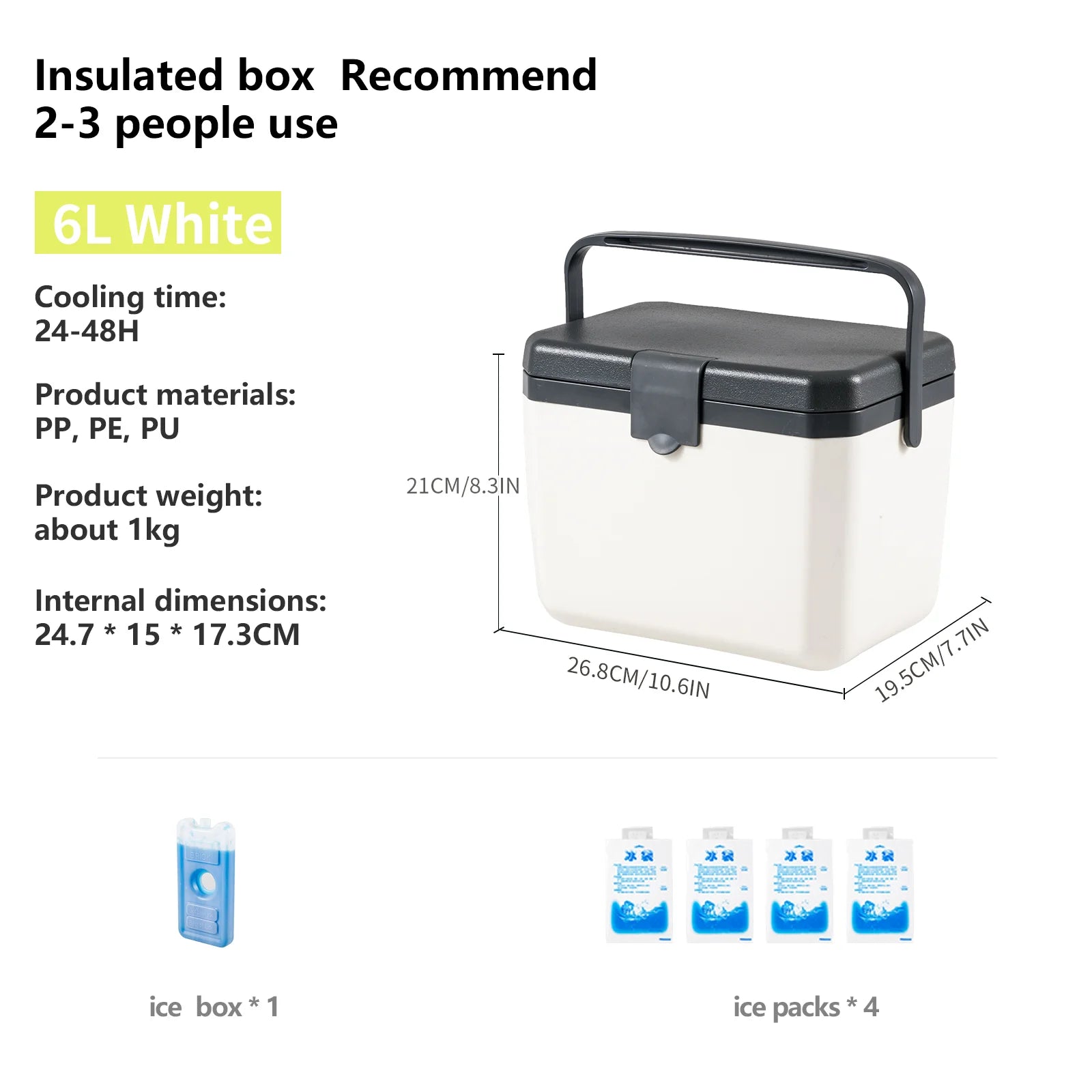 Camping Cooler Box 6L Portable Insulated Ice Chest Picnic Fishing Cooler