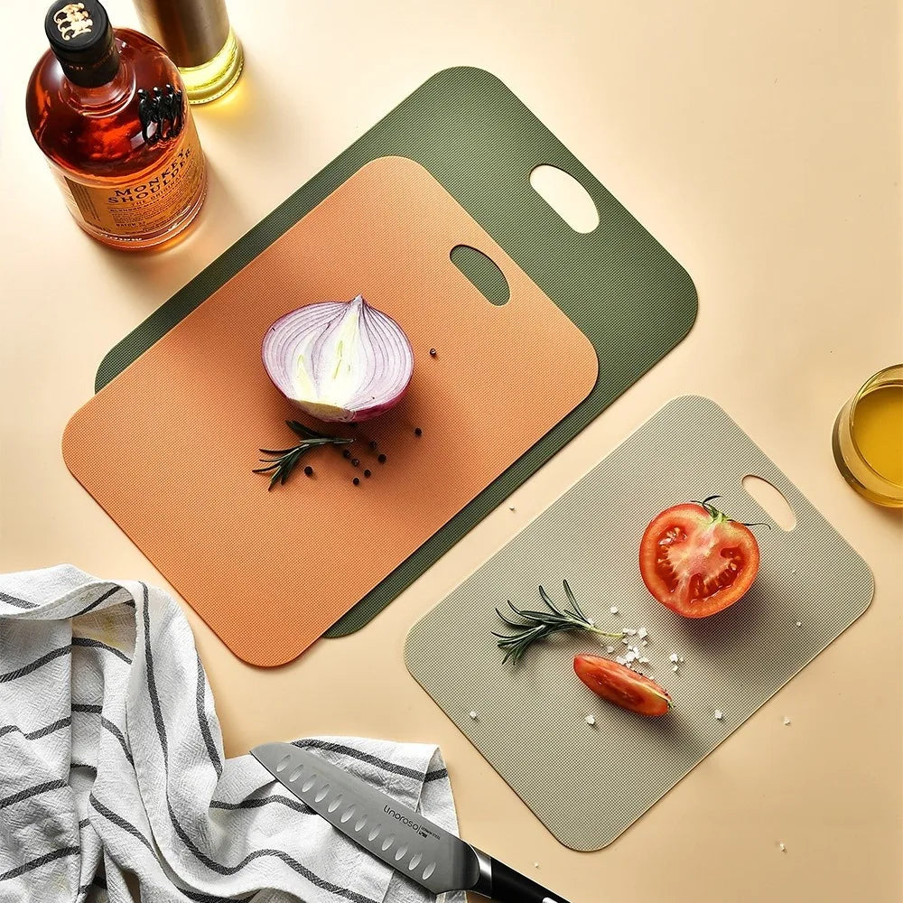 3 Piece Flexible Cutting Board Set Colour Coded Plastic Chopping Mats for Meat Vegetables Fruits and Food Preparation