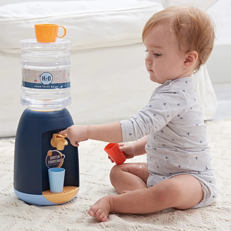Mini Water Dispenser 1.8L Desktop Beverage Dispenser Plastic Pretend Play Prop Decor – Blue