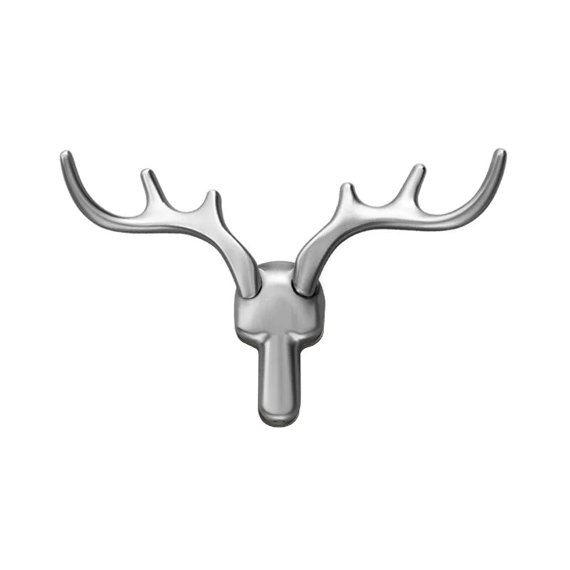 Silver Deer Antler Wall Hook Zinc Alloy Coat Rack for Clothes Hats Bags Towels and Keys