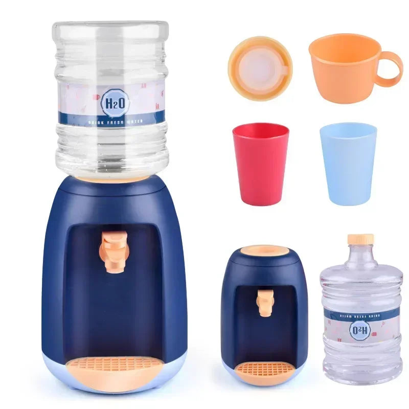 Mini Water Dispenser 1.8L Desktop Beverage Dispenser Plastic Pretend Play Prop Decor – Blue