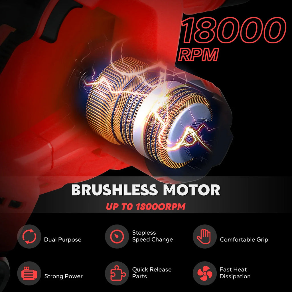 Brushless Cordless Leaf Blower 18V Battery Powered 6-Speed 180MPH Air Blower & Vacuum