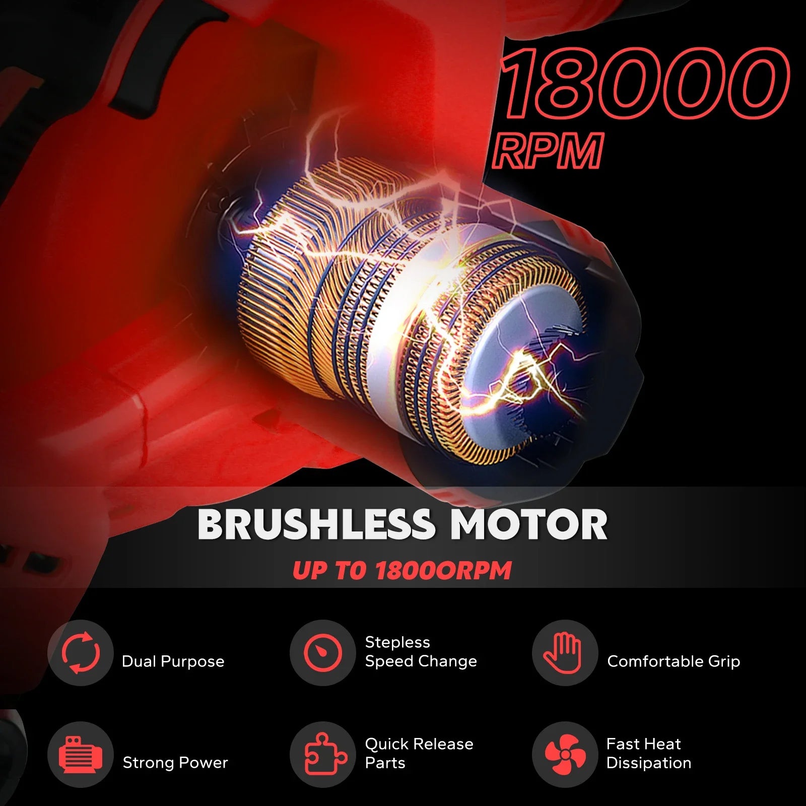 Brushless Cordless Leaf Blower 18V Battery Powered 6-Speed 180MPH Air Blower & Vacuum