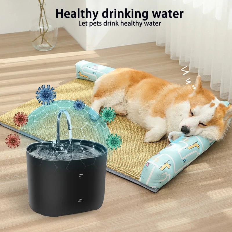 Cat Water Fountain 2.2L Pet Water Dispenser with Filter and Quiet Pump - White
