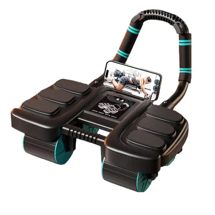 Abdominal Wheel Exerciser Six Wheel Automatic Rebound Anti Slip Core Trainer - Black