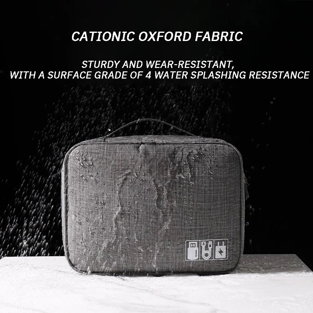 Travel Digital Storage Bag 24.5cm Waterproof Cable Organizer Electronic Accessories - Grey