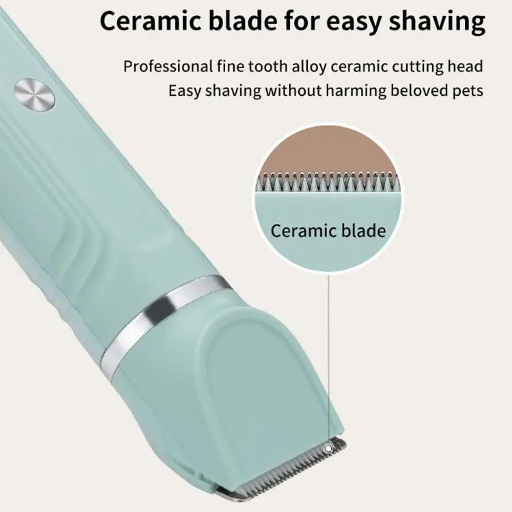 Pet Hair Clipper USB Rechargeable 4 in 1 Electric Grooming Kit with 4 Guide Combs - White