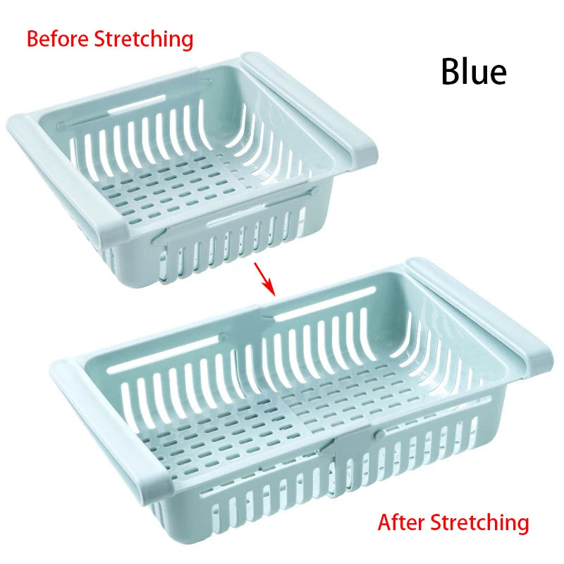 Fridge Organizer 28.5cm Retractable Storage Drawer - Blue