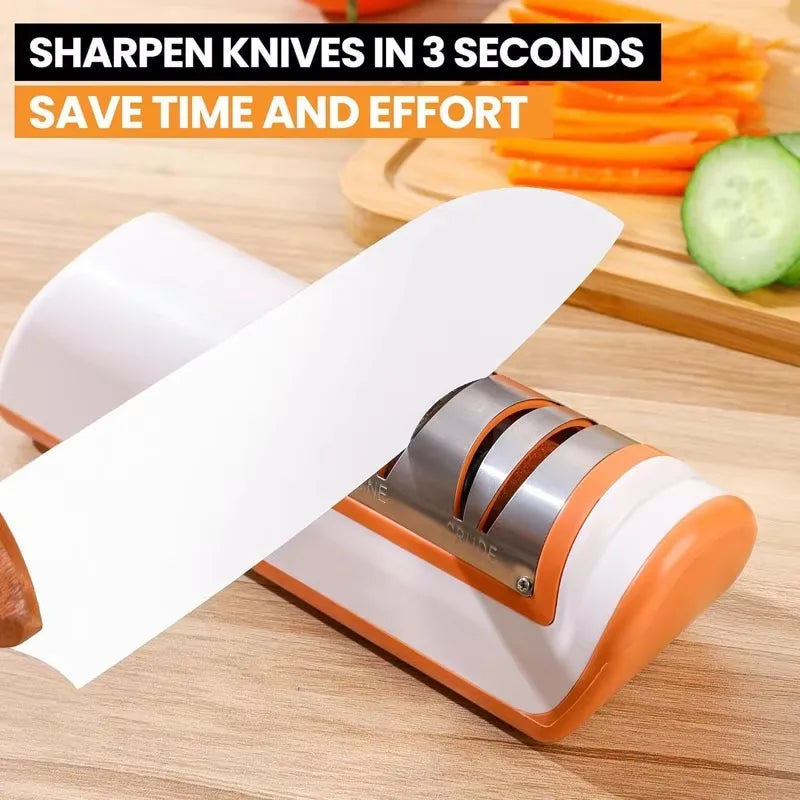 Knife Sharpener 17.8cm Electric Rechargeable Stainless Steel Multi Stage Sharpening Tool – Black