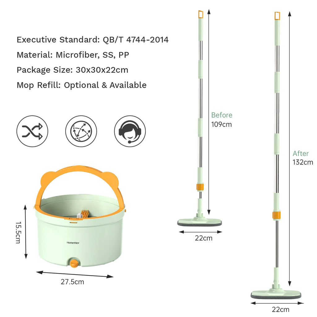 Dirty Separation Mops Floor Cleaning Tools Easy To Drain Squeeze Mop Household Cleaning 360°spin Home Floor Mop Replacable Heads