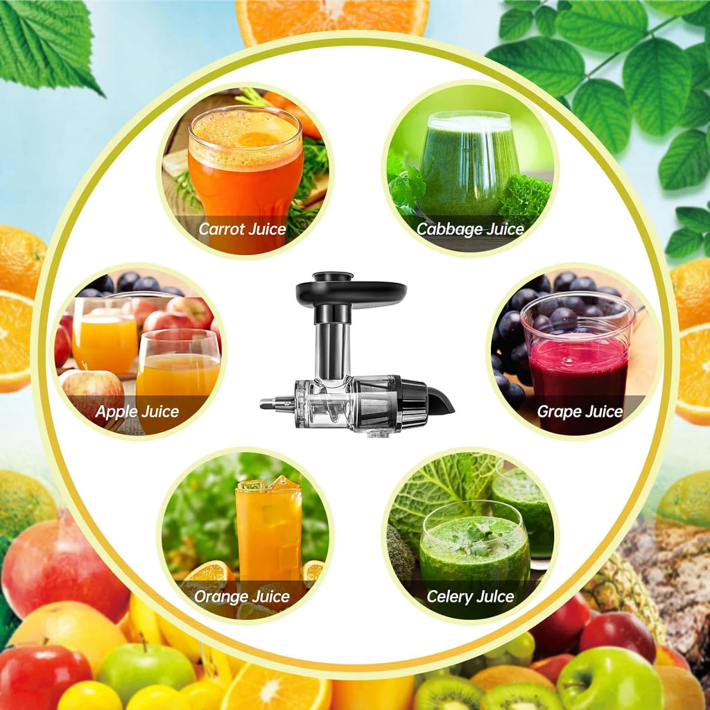 Juicer Attachment Masticating Slow Press Juice Extractor Set Mixer – Black