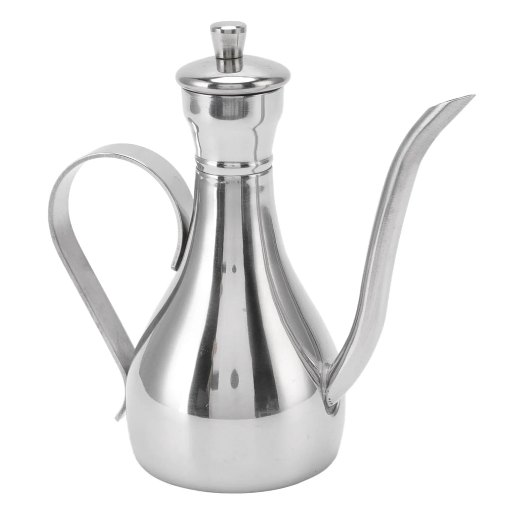 Oil Dispenser Bottle 350mL Stainless Steel Leak Resistant Curved Spout Kitchen Pouring Pot