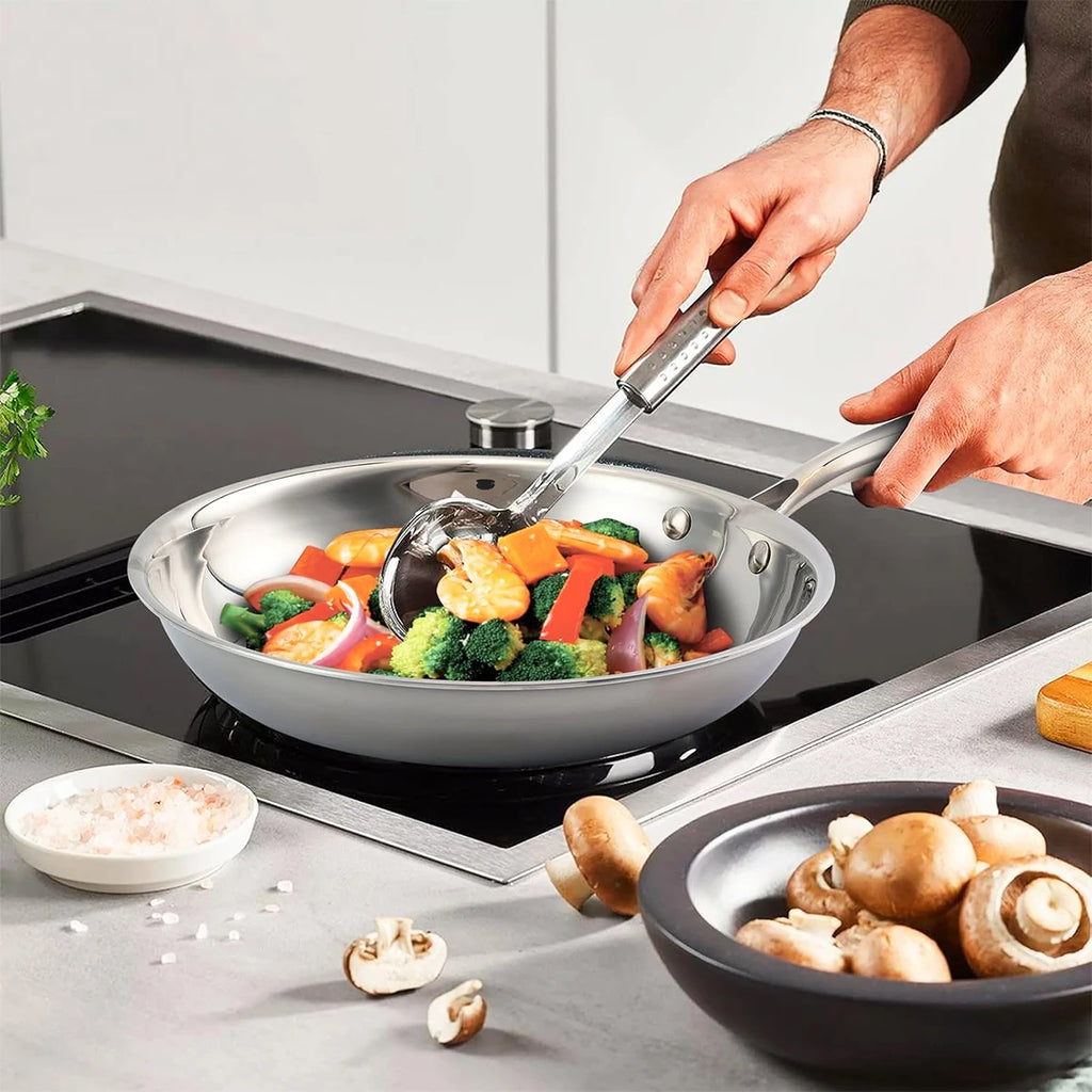 Frying Pan 30cm Tri Ply Stainless Steel Induction Compatible Skillet