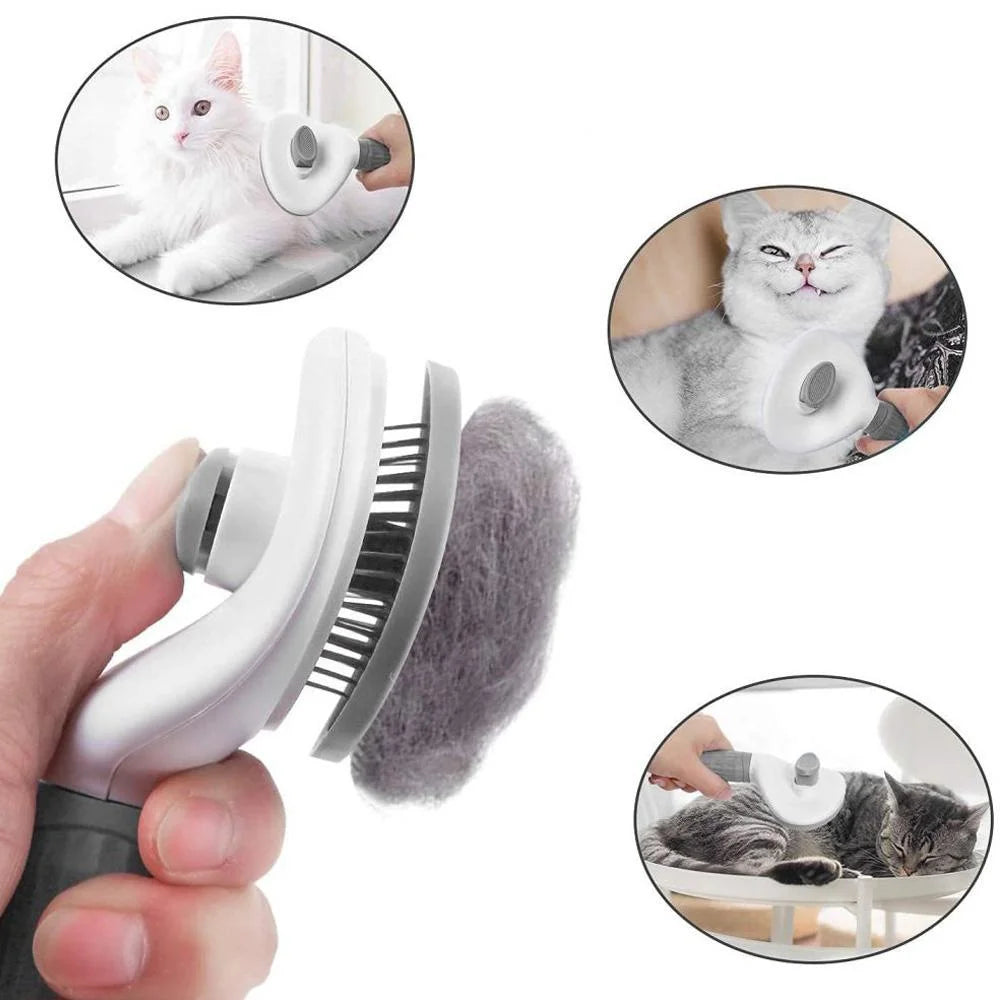 Pet Grooming Brush Self Cleaning Slicker Tool for Cats and Dogs - Pink