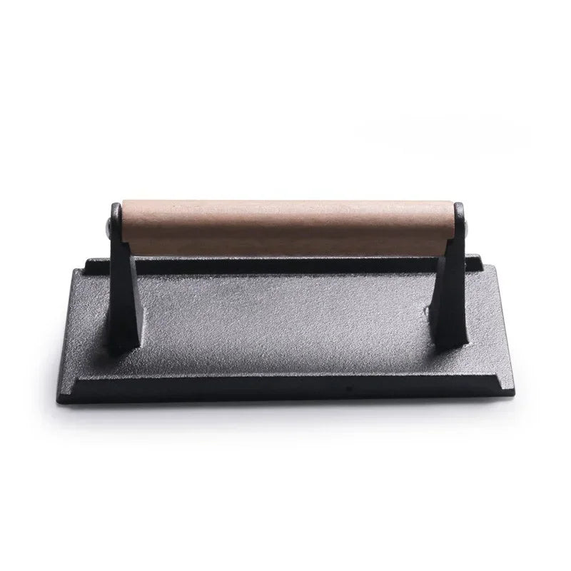 Steak Burger Press Rectangular Cast Iron Heavy Duty Meat Press with Handle for BBQ Grill Cooking