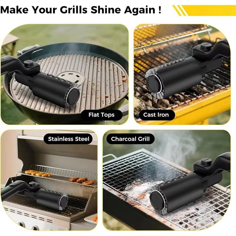 BBQ Cleaning Brush 3 Speed Rechargeable Rotating Brush 400RPM IPX7 Foldable Design