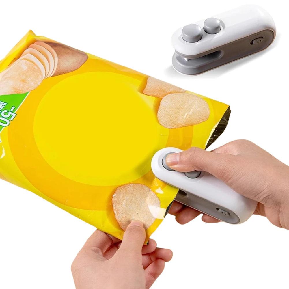 Mini Bag Sealer and Cutter 2 in 1 USB Rechargeable Handheld Heat Sealer - White