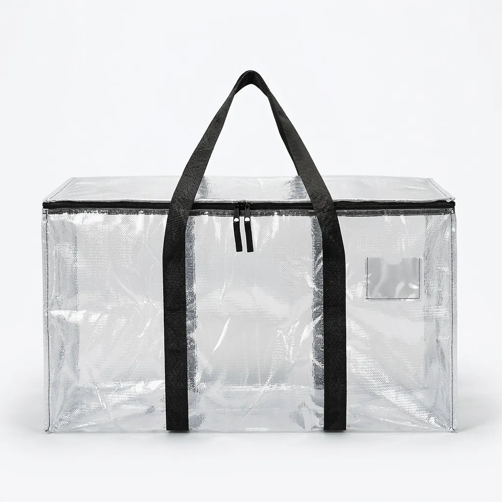 Extra Large Heavy Duty Storage Bag with Zipper Handles – Transparent