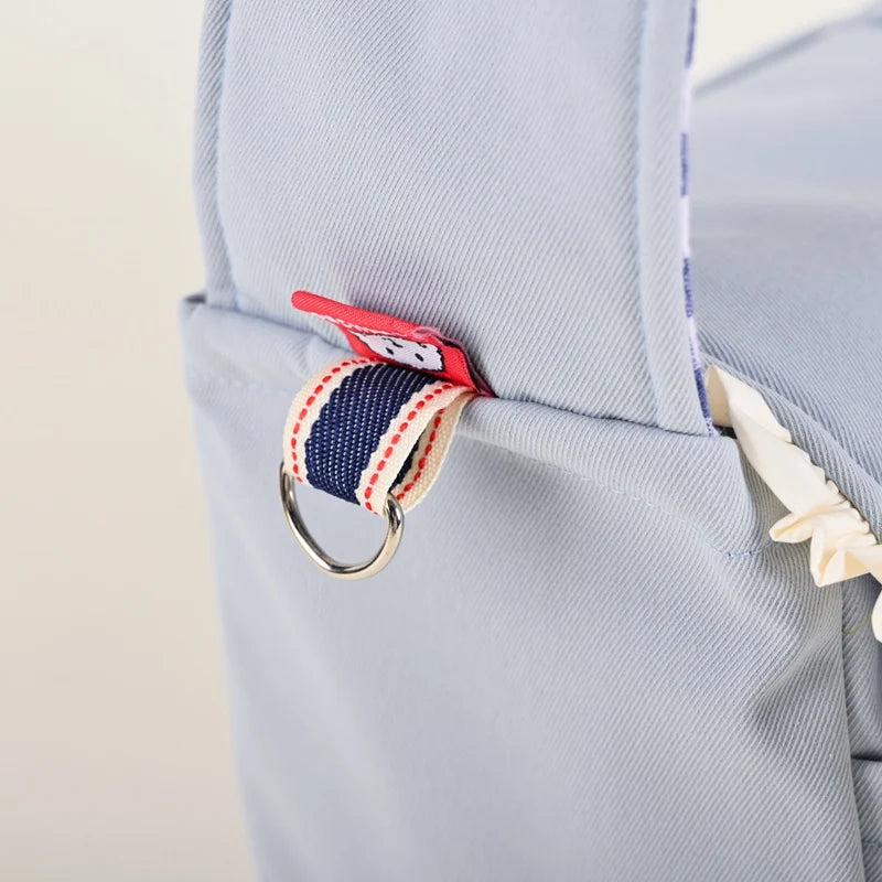 Pet Sling Carrier Cotton Canvas Shoulder Bag with Lace Pocket and Adjustable Strap - Blue