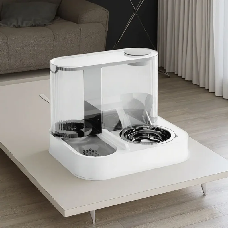 Pet Feeder 2L Automatic Water Dispenser Double Bowl Gravity Fed Food Storage Station - Yellow