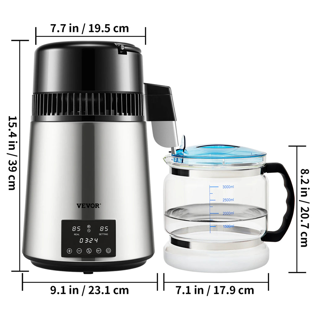 4L Water Distiller Purifier – Filtered Drinking Bottle with Softener, Temp Display & Overheat Protection for Home - Red