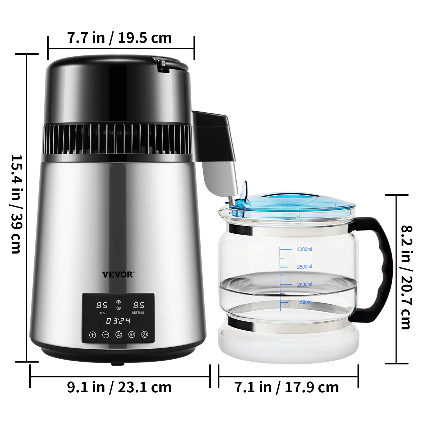 4L Water Distiller Purifier – Filtered Drinking Bottle with Softener, Temp Display & Overheat Protection for Home - Red