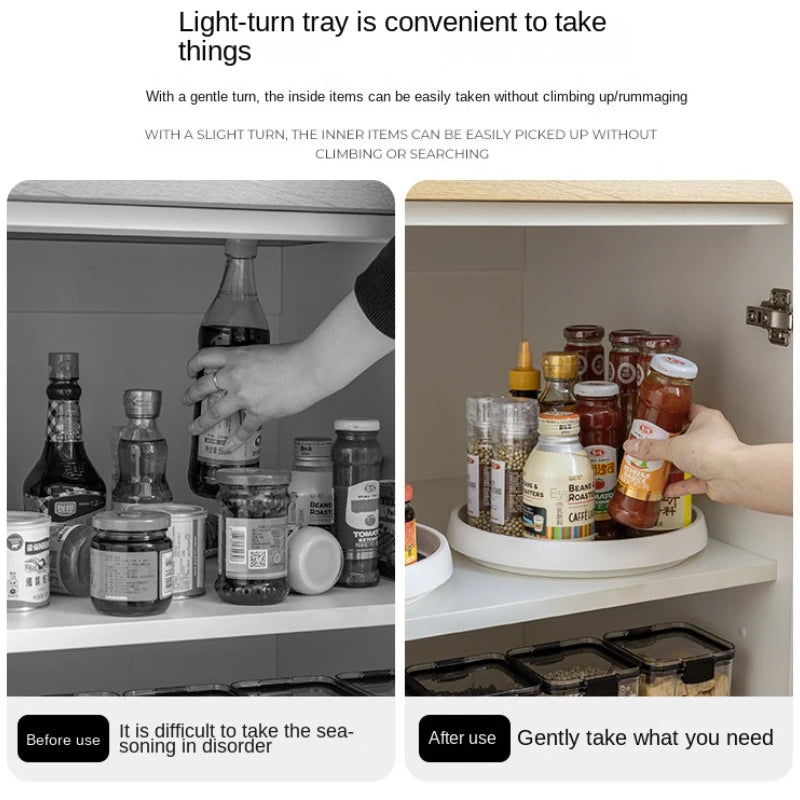 360° Rotating Spice Rack Turntable Pantry Organizer Storage Tray for Kitchen Cabinets and Countertops – Small