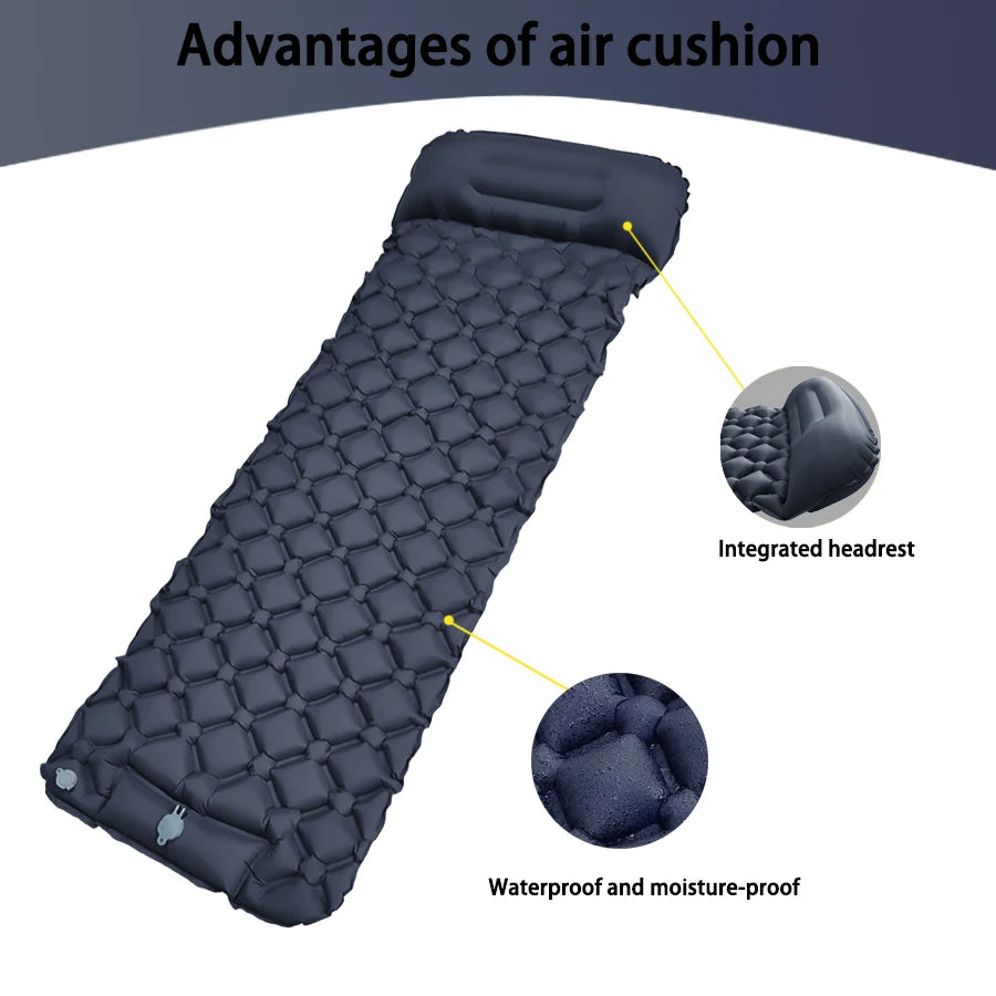 Camping Sleeping Pad Inflatable Mattress 190cm Ultralight Air Bed Built-in Foot Pump – Orange