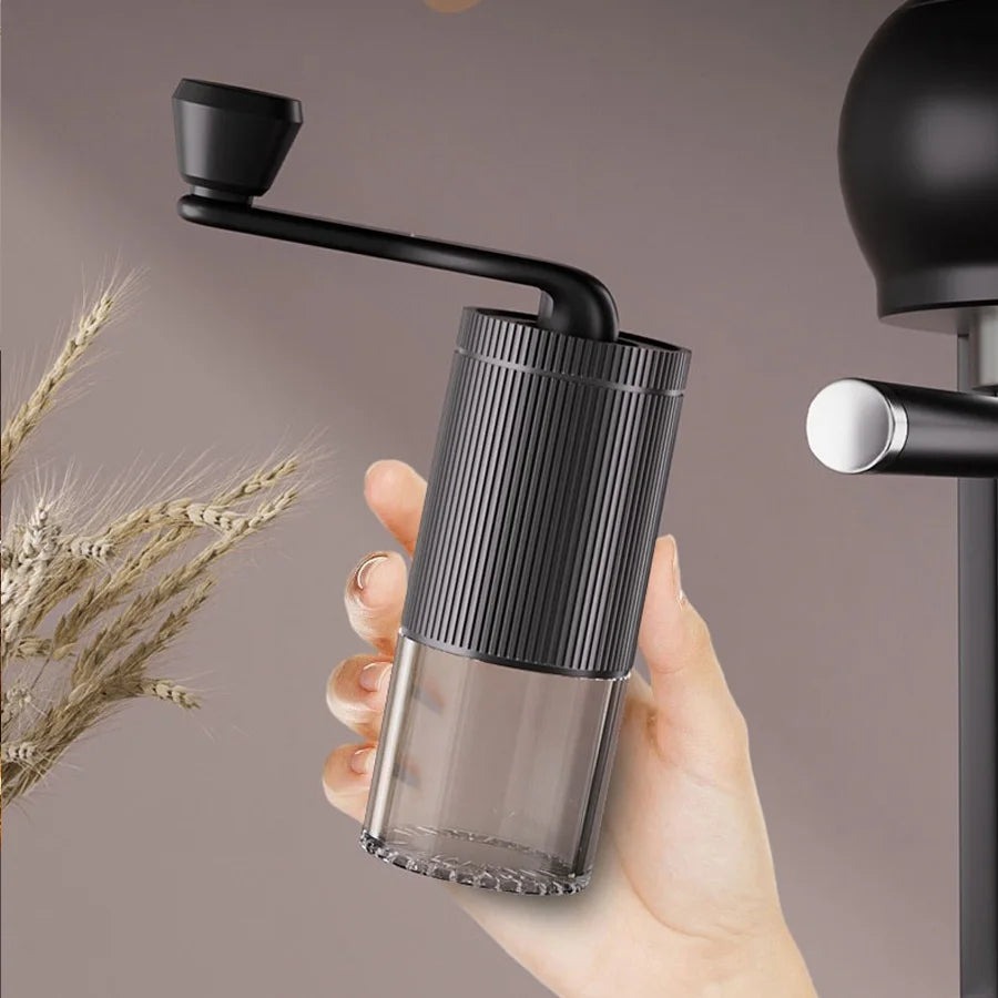 Manual Coffee Grinder Adjustable Ceramic Burr Hand Crank Coffee Bean Mill Portable Black